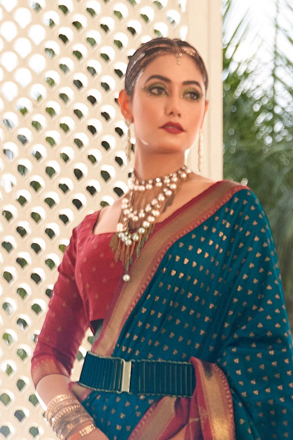 Soft Banarasi Paithani Saree with Copper Zari Weaving