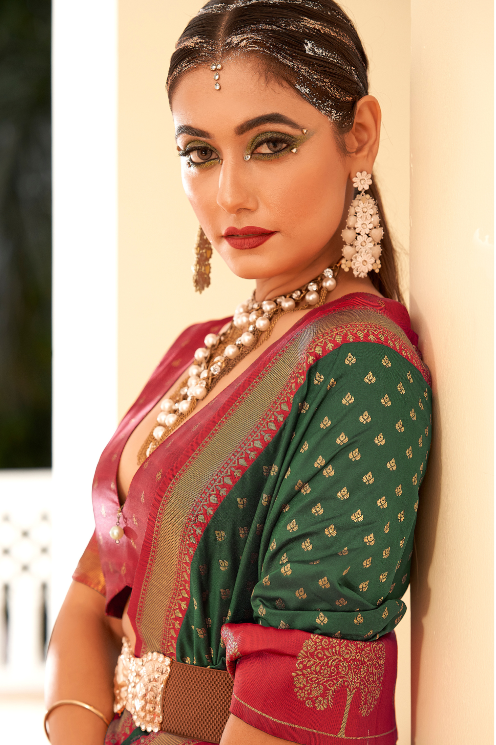 Soft Banarasi Paithani Saree with Copper Zari Weaving