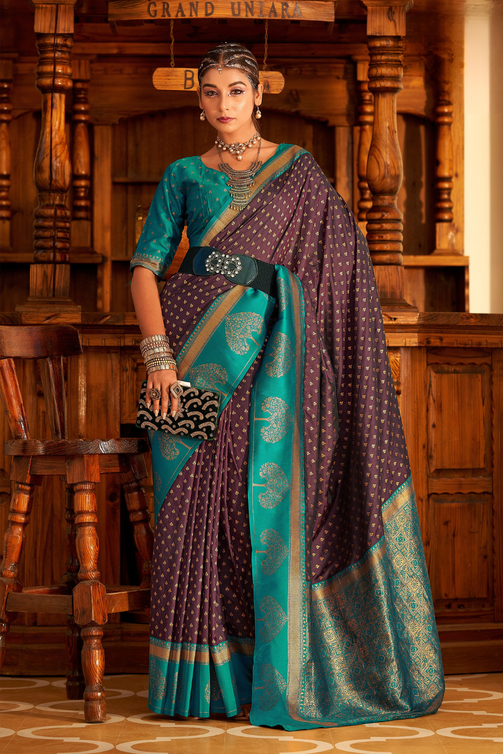 Soft Banarasi Paithani Saree with Copper Zari Weaving
