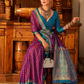 Soft Banarasi Paithani Saree with Copper Zari Weaving
