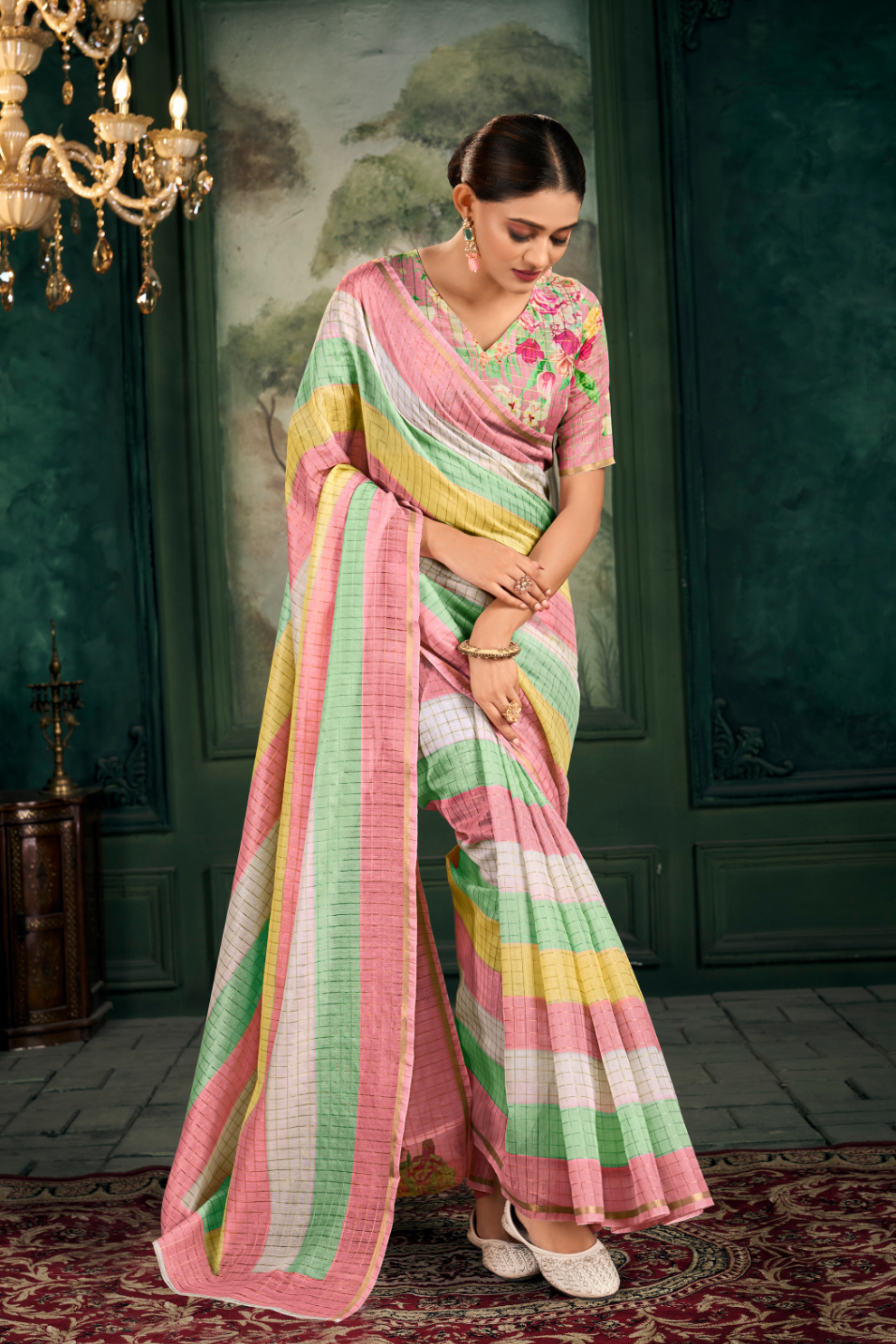 Soft Chanderi Linen Fabric with Artistic Digital Print - LaVante Fashion