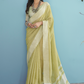 Soft Linen Silk Saree with Chikankari Weaved Border