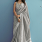 Soft Linen Silk Saree with Chikankari Weaved Border