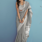 Soft Linen Silk Saree with Chikankari Weaved Border