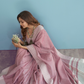 Soft Linen Silk Saree with Chikankari Weaved Border
