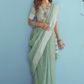 Soft Linen Silk Saree with Chikankari Weaved Border