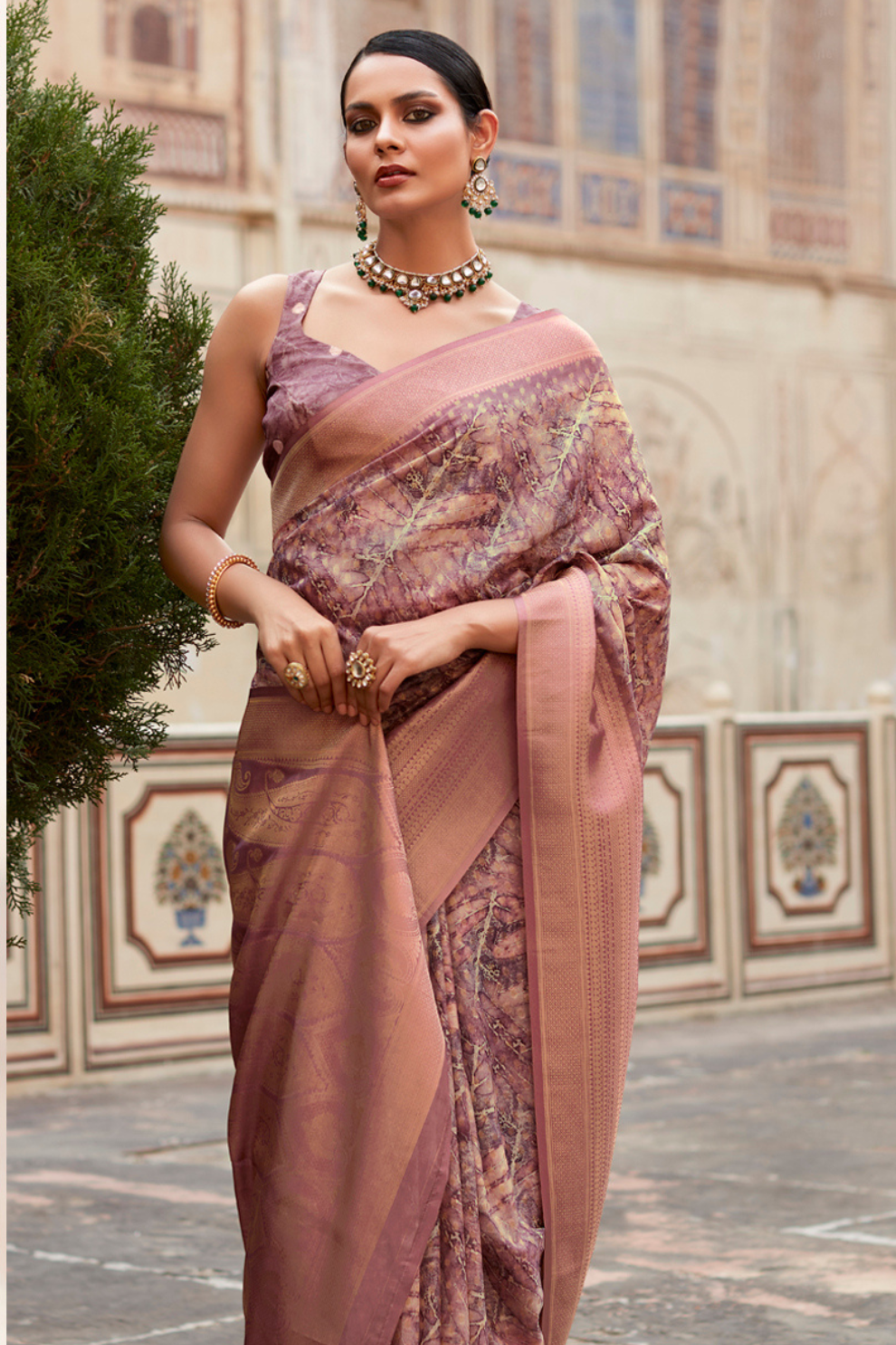 Soft Nylon Crepe with Zari Weaving & Digital Print - LaVante Fashion