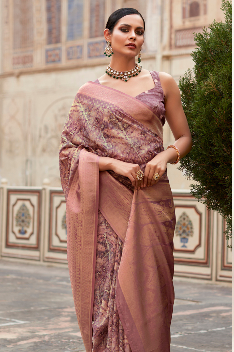 Soft Nylon Crepe with Zari Weaving & Digital Print - LaVante Fashion