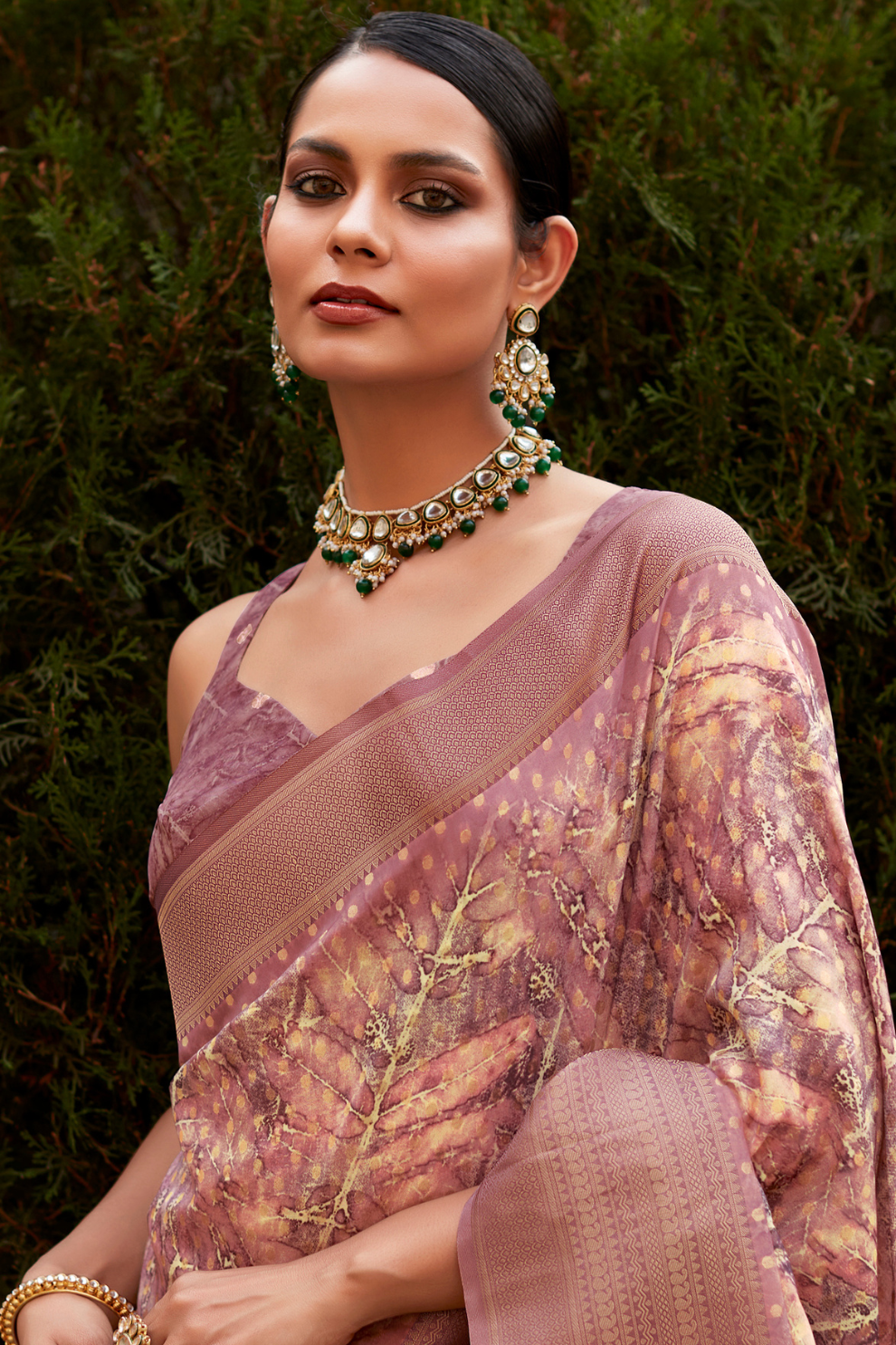 Soft Nylon Crepe with Zari Weaving & Digital Print - LaVante Fashion