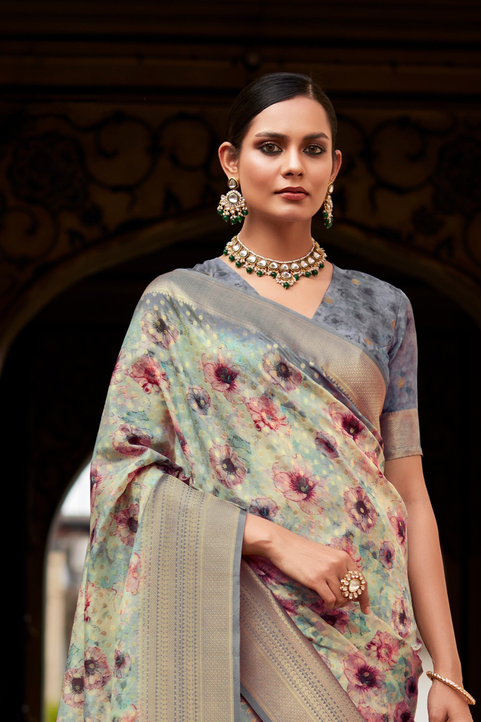 Soft Nylon Crepe with Zari Weaving & Digital Print - LaVante Fashion