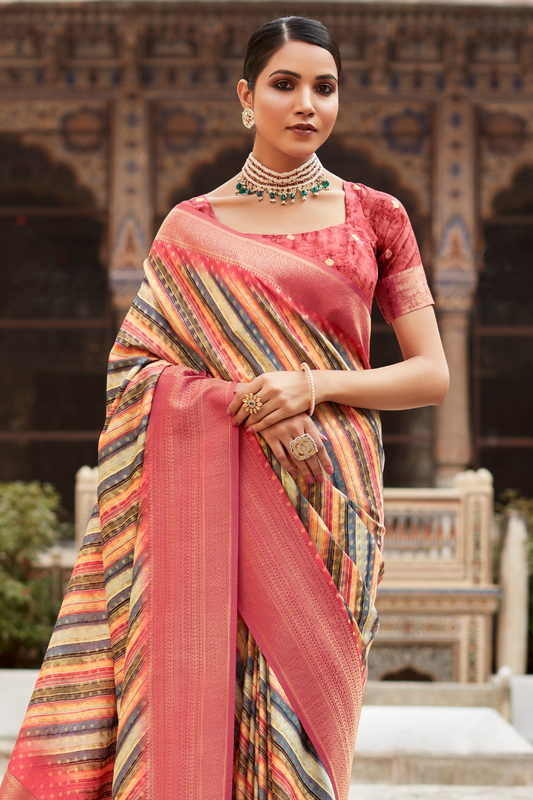Soft Nylon Crepe with Zari Weaving & Digital Print - LaVante Fashion