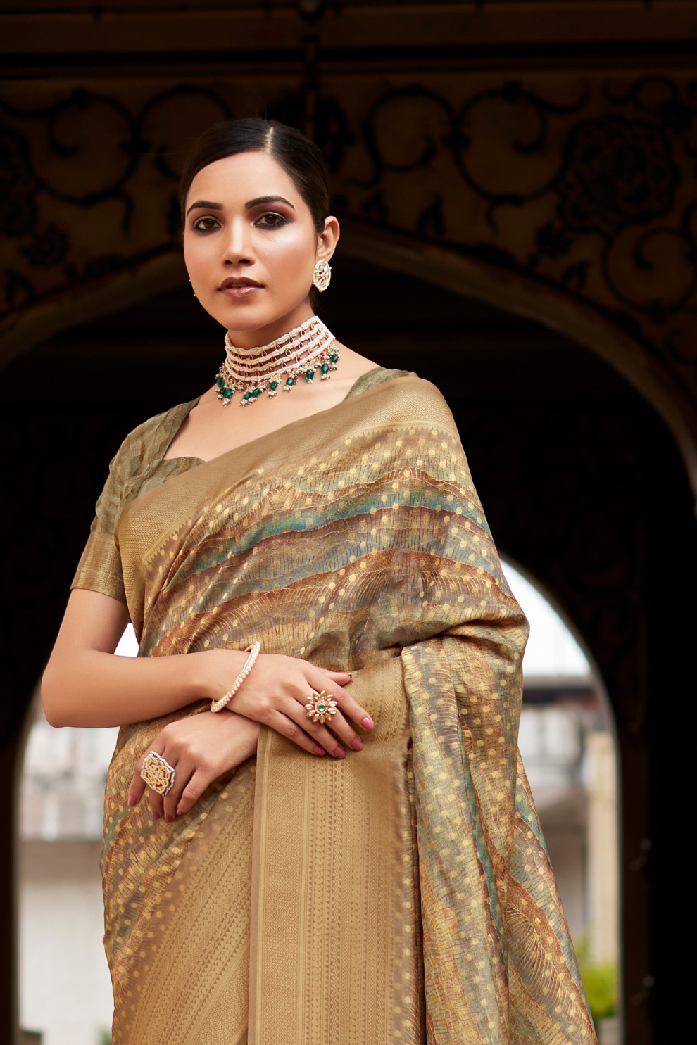 Soft Nylon Crepe with Zari Weaving & Digital Print - LaVante Fashion