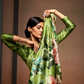 Glamorous Soft Satin Saree Adorned with Contemporary Digital Art