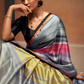 Glamorous Soft Satin Saree Adorned with Contemporary Digital Art