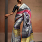 Glamorous Soft Satin Saree Adorned with Contemporary Digital Art