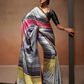 Glamorous Soft Satin Saree Adorned with Contemporary Digital Art