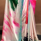 Glamorous Soft Satin Saree Adorned with Contemporary Digital Art