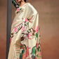 Glamorous Soft Satin Saree Adorned with Contemporary Digital Art