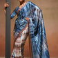 Glamorous Soft Satin Saree Adorned with Contemporary Digital Art