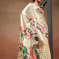 Glamorous Soft Satin Saree Adorned with Contemporary Digital Art