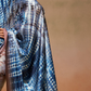 Glamorous Soft Satin Saree Adorned with Contemporary Digital Art