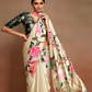 Glamorous Soft Satin Saree Adorned with Contemporary Digital Art