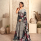 Glossy Soft Satin Fabric with Contemporary Digital Design