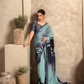 Glossy Soft Satin Fabric with Contemporary Digital Design