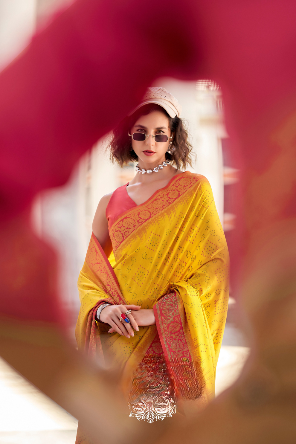 Soft Silk Saree with Ikkat Bandhani Fusion Design - LaVante Fashion