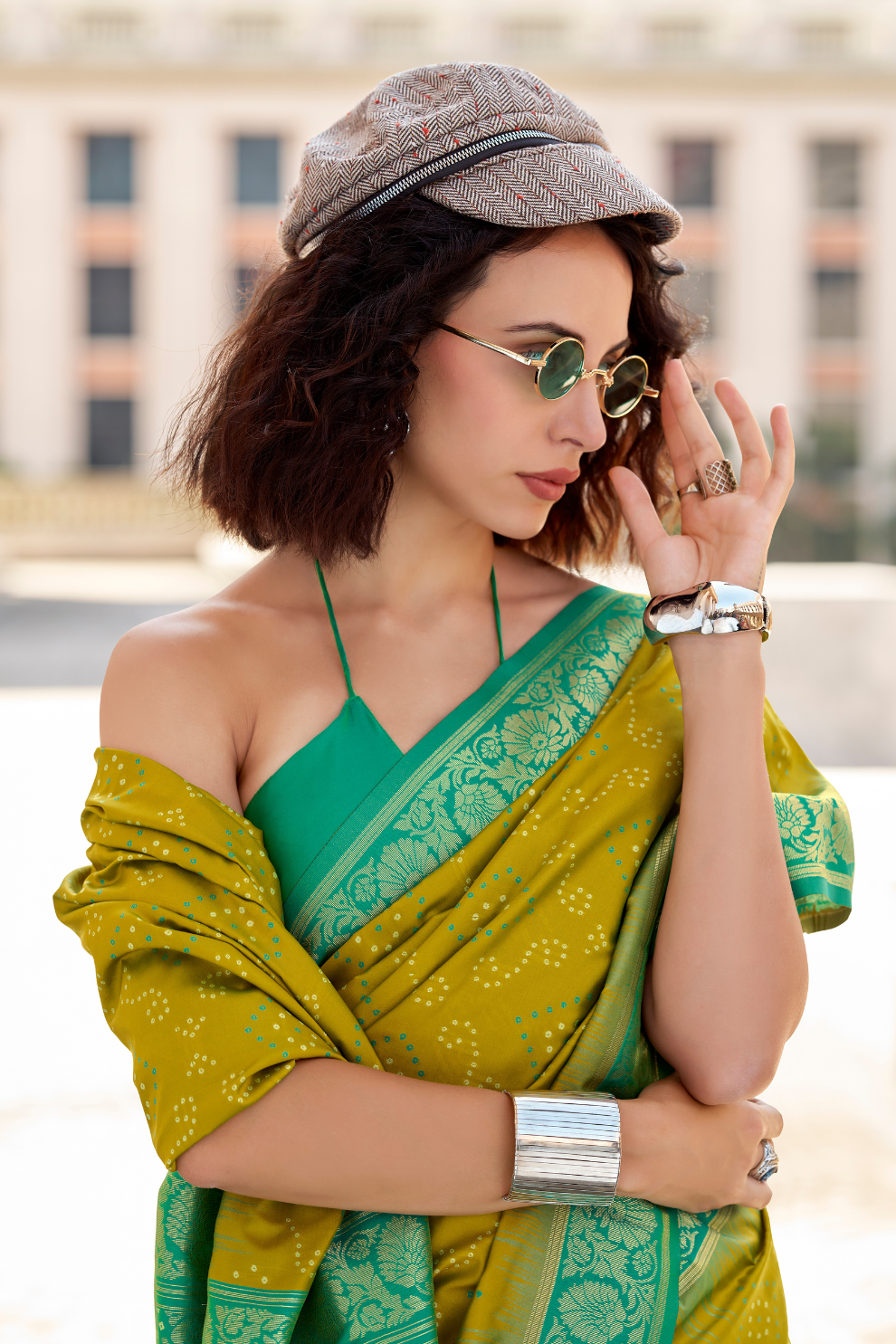 Soft Silk Saree with Ikkat Bandhani Fusion Design - LaVante Fashion