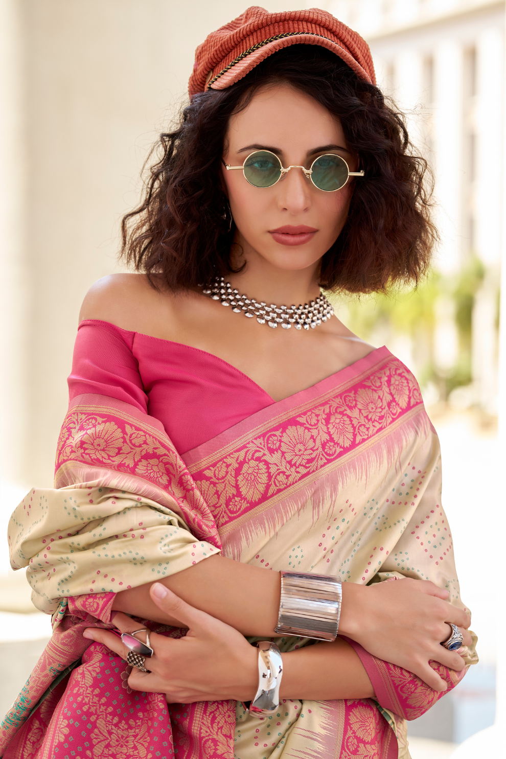 Soft Silk Saree with Ikkat Bandhani Fusion Design - LaVante Fashion