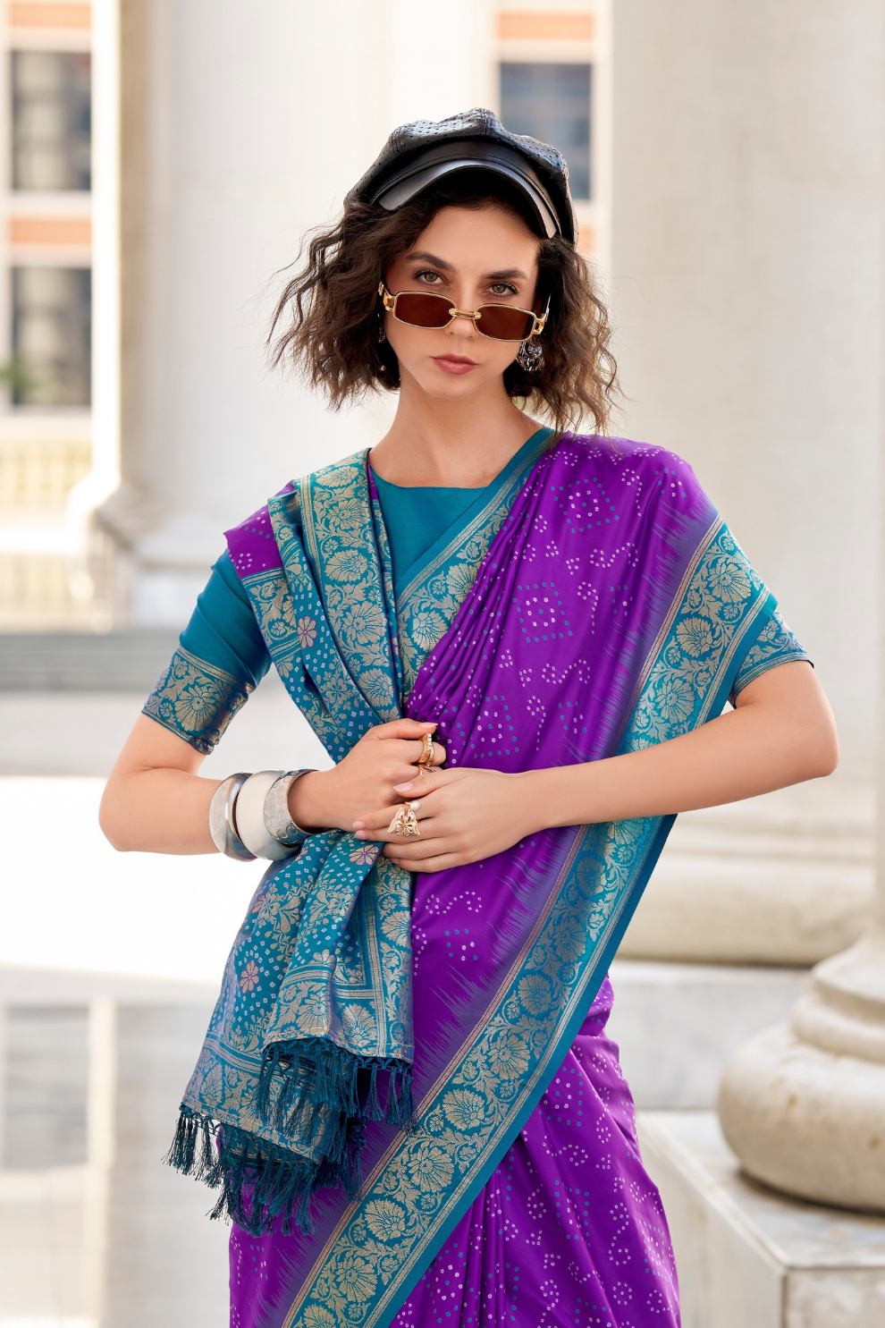 Soft Silk Saree with Ikkat Bandhani Fusion Design - LaVante Fashion