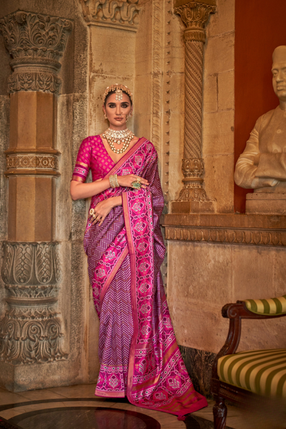 Vibrant Digital Printed Art Silk Saree with Contemporary Design