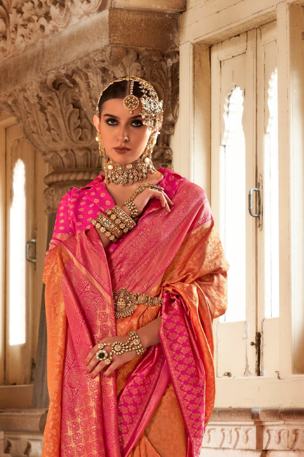 Premium Vichitra Silk Saree with Traditional Banarasi Woven Patterns