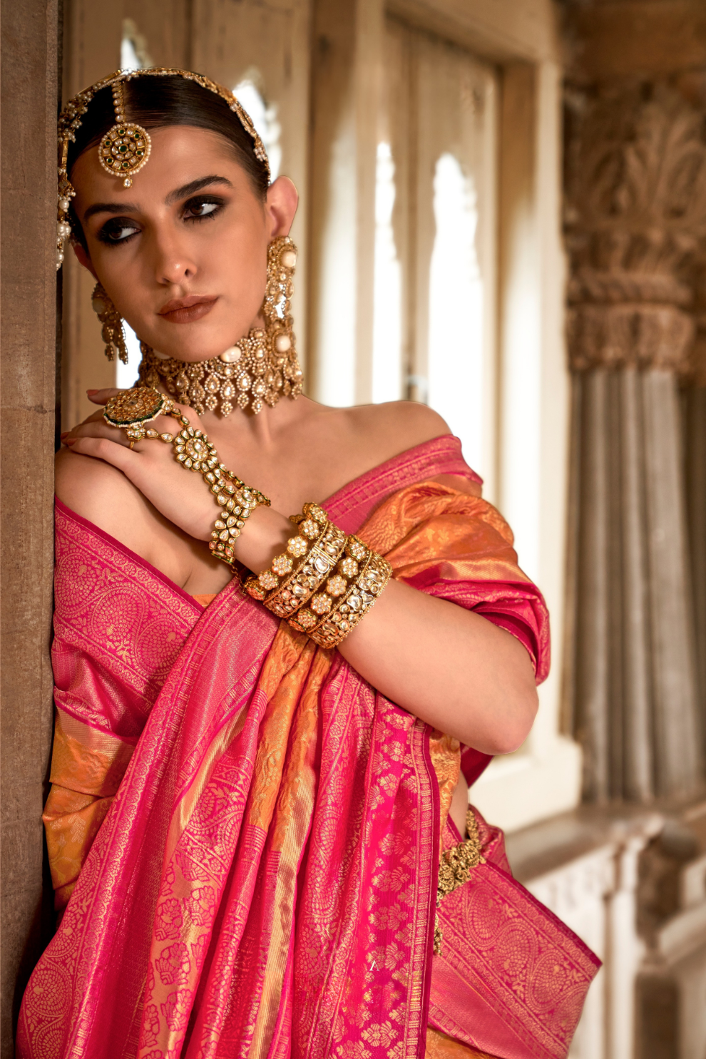 Premium Vichitra Silk Saree with Traditional Banarasi Woven Patterns