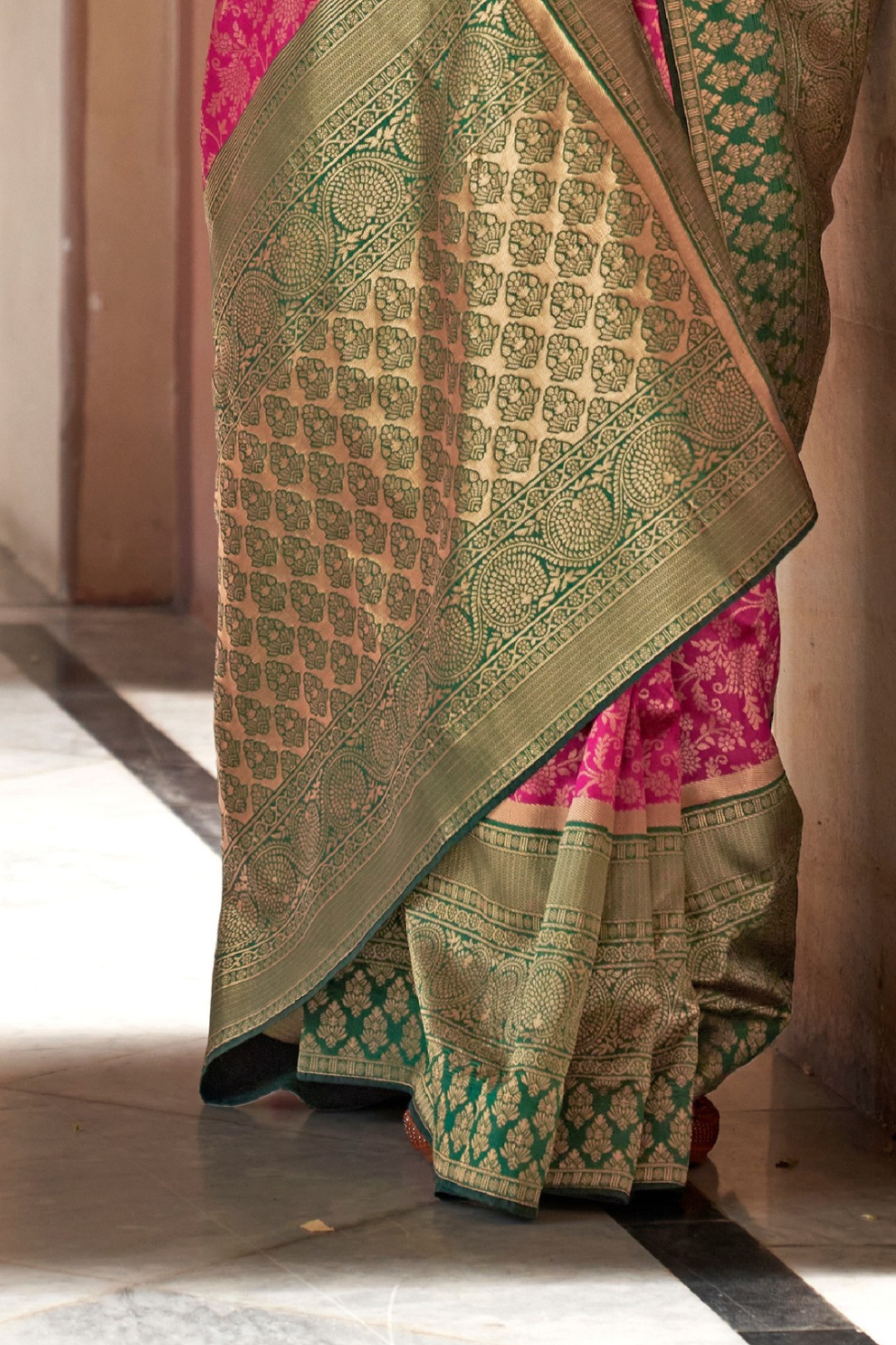 Premium Vichitra Silk Saree with Traditional Banarasi Woven Patterns