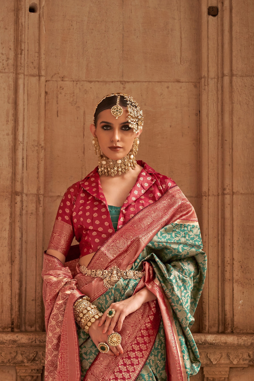 Premium Vichitra Silk Saree with Traditional Banarasi Woven Patterns