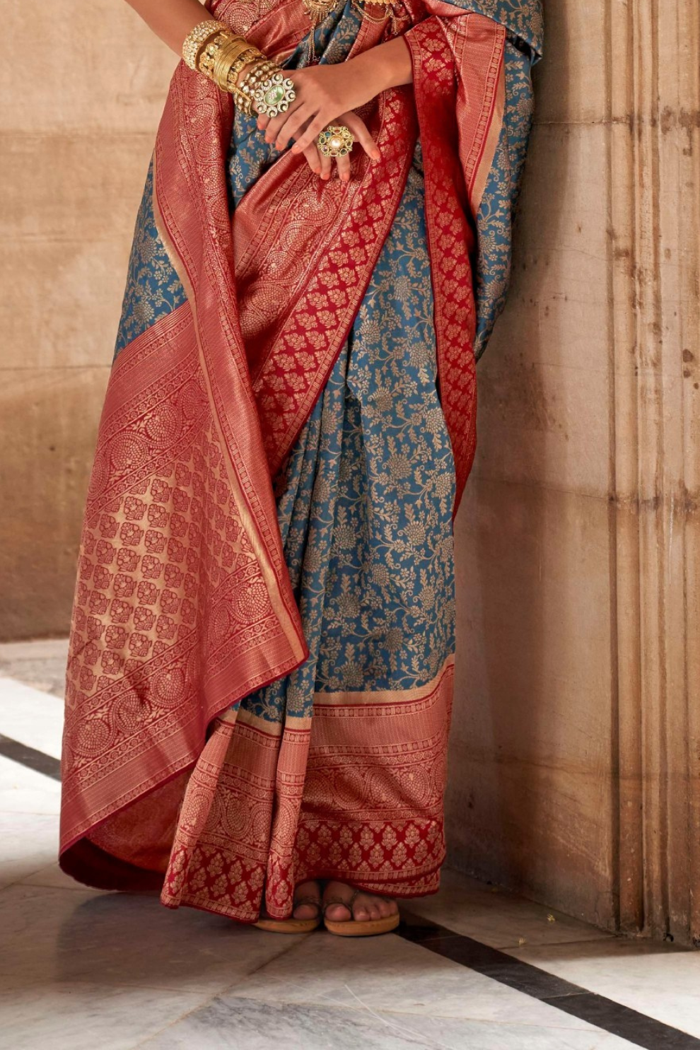 Premium Vichitra Silk Saree with Traditional Banarasi Woven Patterns