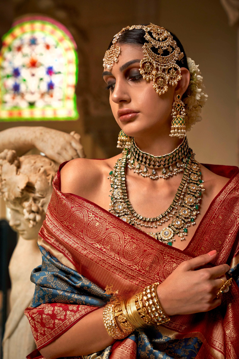 Premium Vichitra Silk Saree with Traditional Banarasi Woven Patterns