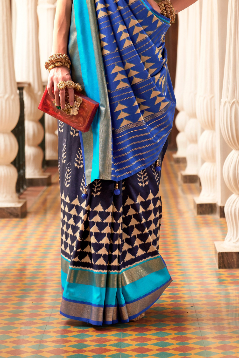 Designer Saree in Polyester Viscose Silk with Floreem Finish