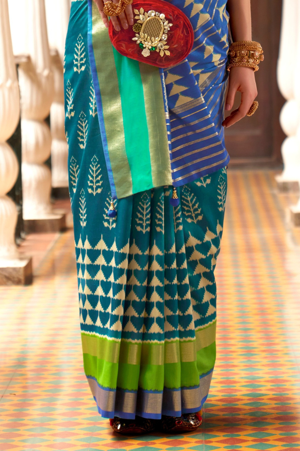 Designer Saree in Polyester Viscose Silk with Floreem Finish