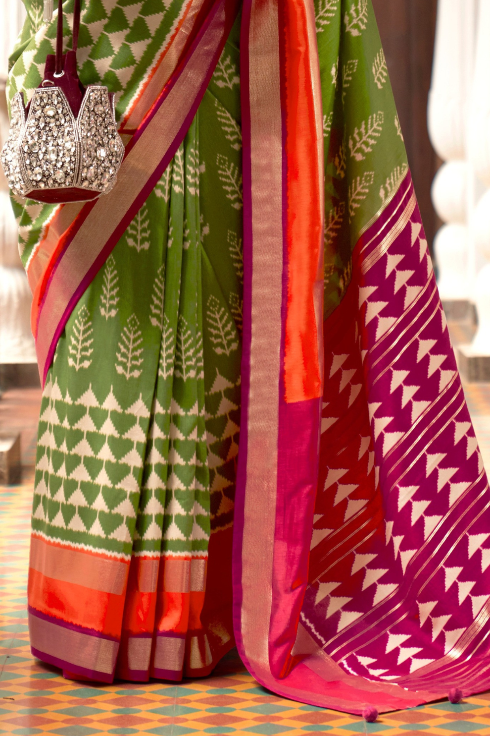 Designer Saree in Polyester Viscose Silk with Floreem Finish