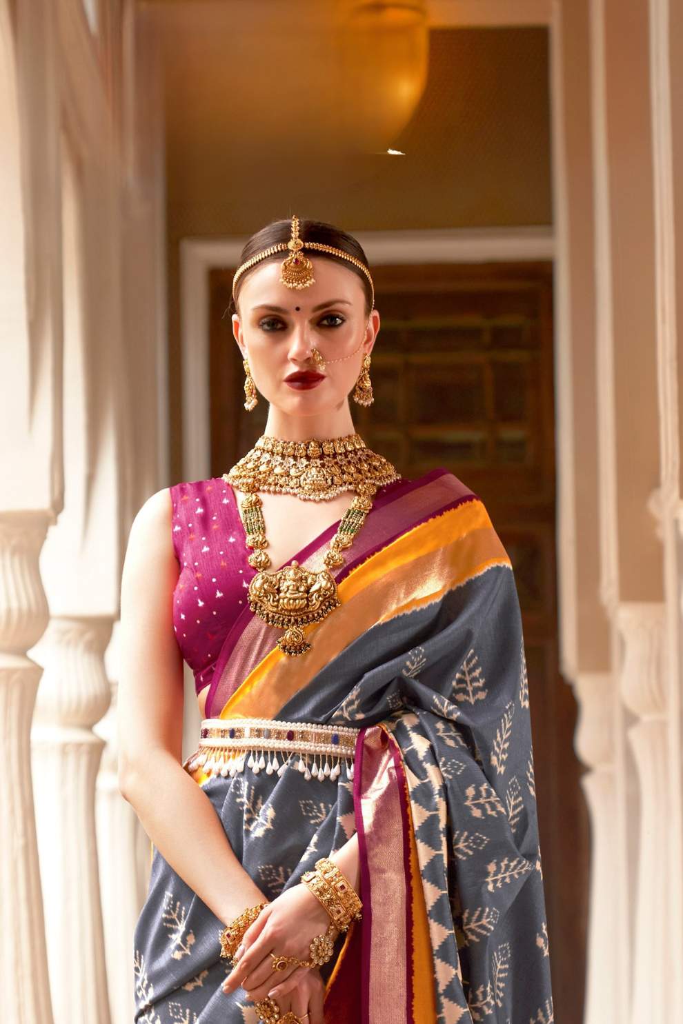 Designer Saree in Polyester Viscose Silk with Floreem Finish