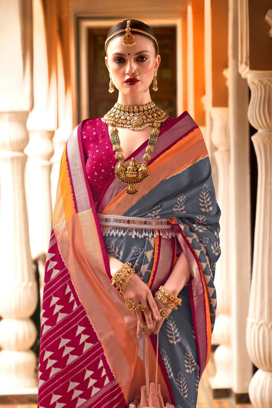 Designer Saree in Polyester Viscose Silk with Floreem Finish