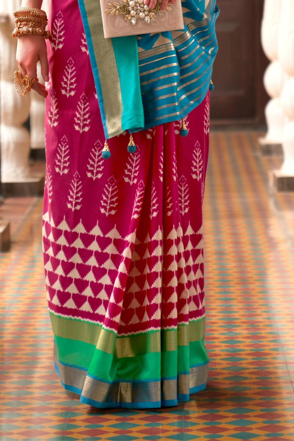 Designer Saree in Polyester Viscose Silk with Floreem Finish