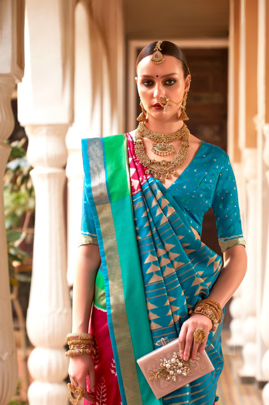 Designer Saree in Polyester Viscose Silk with Floreem Finish
