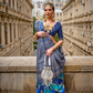 Graceful Aqua Effect Saree in Viscose Polyester Silk Fabric