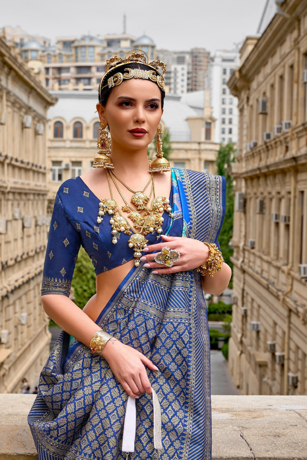 Graceful Aqua Effect Saree in Viscose Polyester Silk Fabric