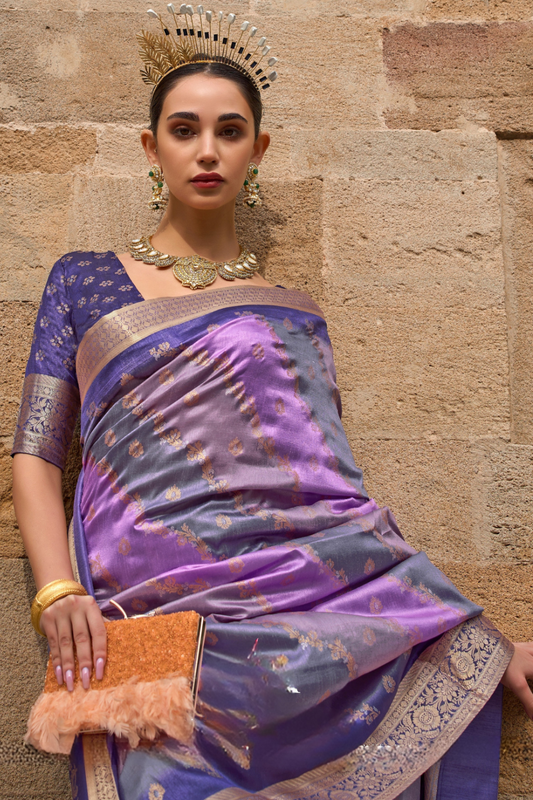 Designer Viscose Polyester Silk Saree with Aqua Effect Finish