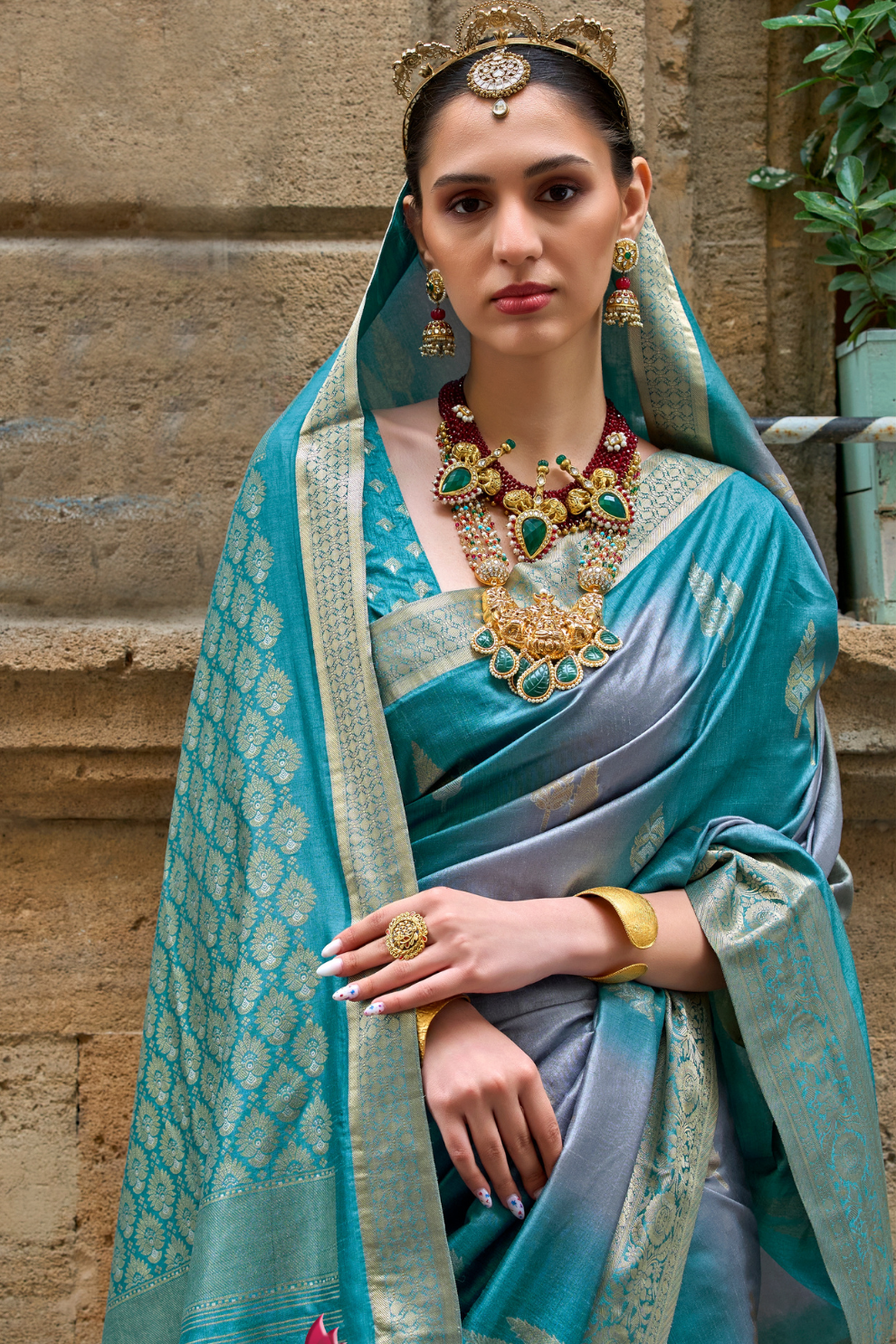Designer Viscose Polyester Silk Saree with Aqua Effect Finish